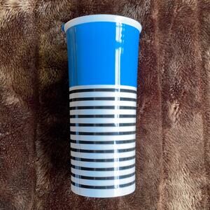 ELLO 12 oz‎ Porcelain Travel Mug Patented Slide Top Blue, Black, White MINT